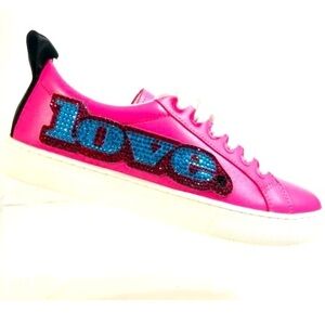 Marc Jacobs Pink LOVE Embellished Empire Sneakers Women’s SZ 6!
